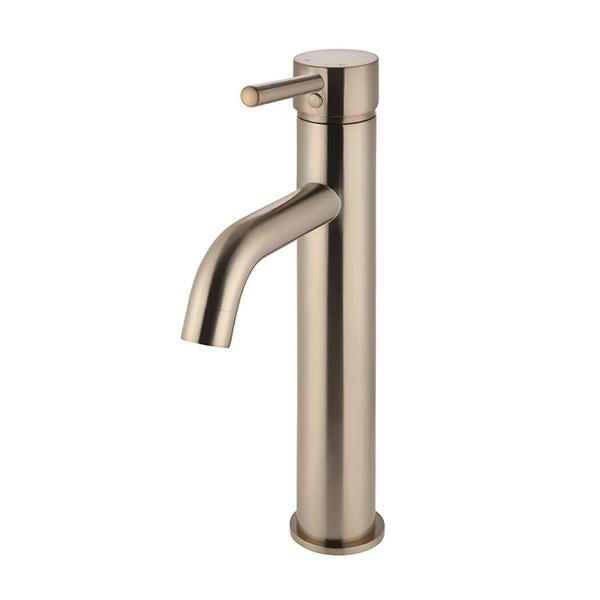 Meir Round Tall Basin Mixer Curved Spout - Champagne