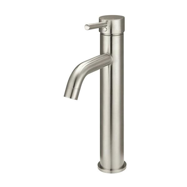 Meir Round Tall Basin Mixer Curved Spout - Brushed Nickel