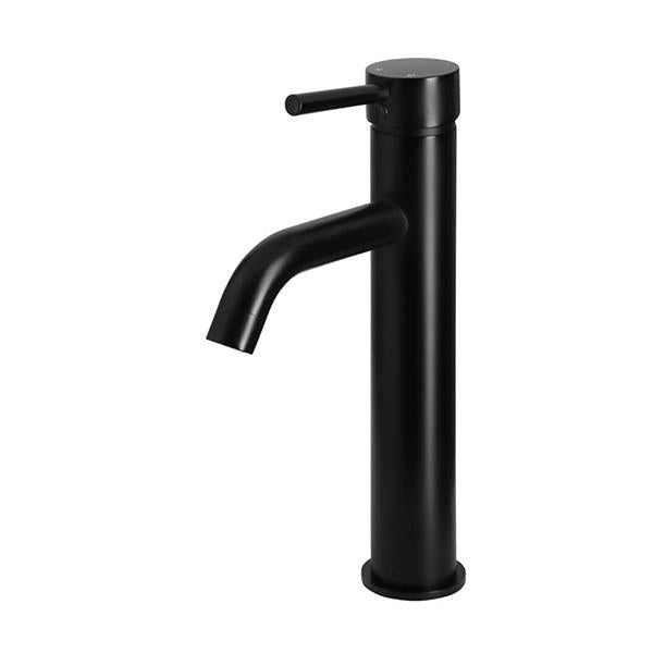 Meir Round Tall Basin Mixer Curved Spout - Matte Black