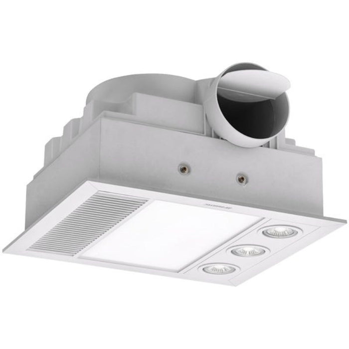 Martec Linear Mini 3-in-1 Bathroom Heater with 3 Heat Lamps, Exhaust Fan and LED Light - White
