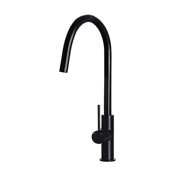 Meir Round Piccola Pull Out Kitchen Mixer Tap - Matte Black
