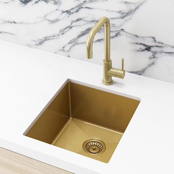 Meir Single Bowl Sink 440 x 380mm - Brushed Bronze Gold