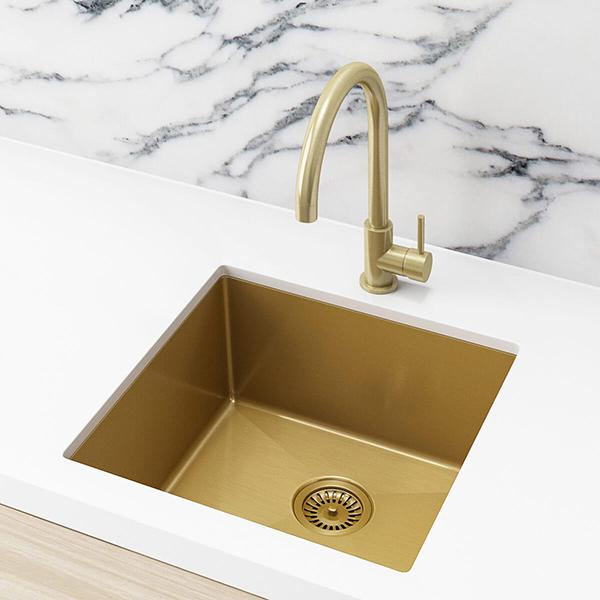 Meir Single Bowl Sink 450 x 450 mm - Brushed Bronze Gold