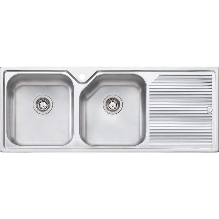Oliveri Nu-Petite Double Bowl Topmount Sink With  Right Hand Drainer