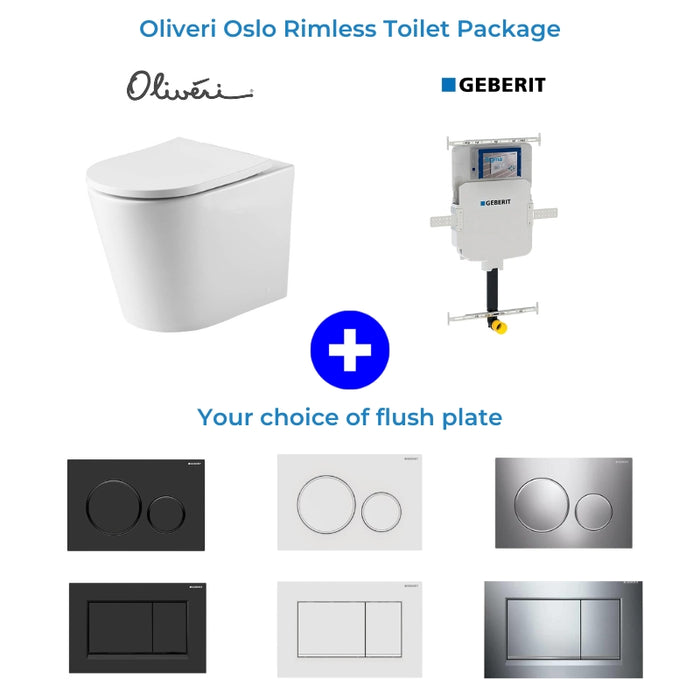 Oliveri Oslo Rimless Wall Faced Toilet Suite