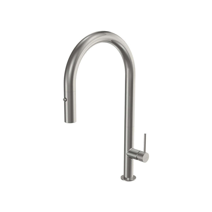 Parisi Envy 30 Kitchen Mixer with Round Spout and Pull Out Spray - Brushed Nickel