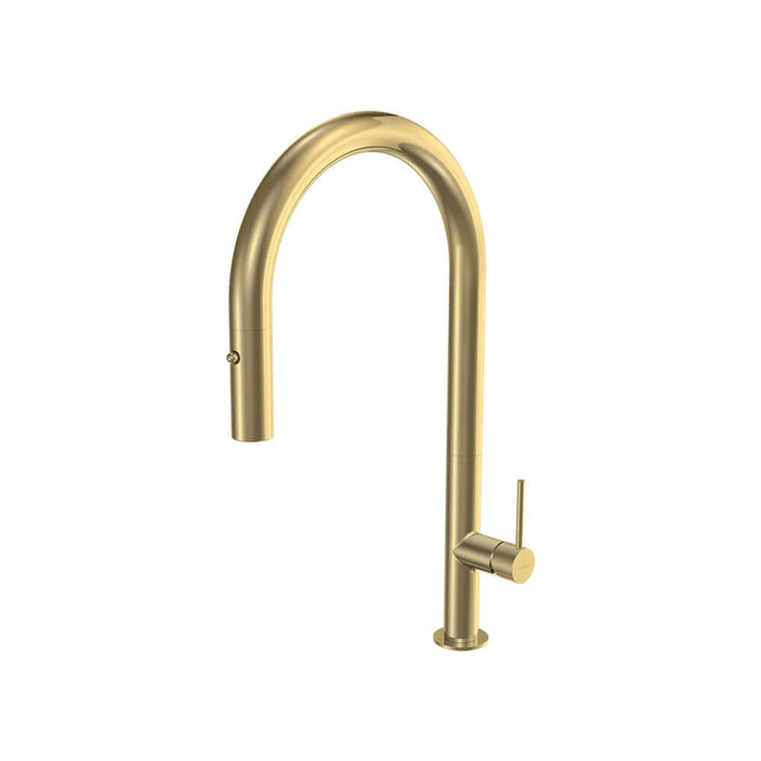 Parisi Envy 30 Kitchen Mixer with Round Spout and Pull Out Spray - Brushed Brass