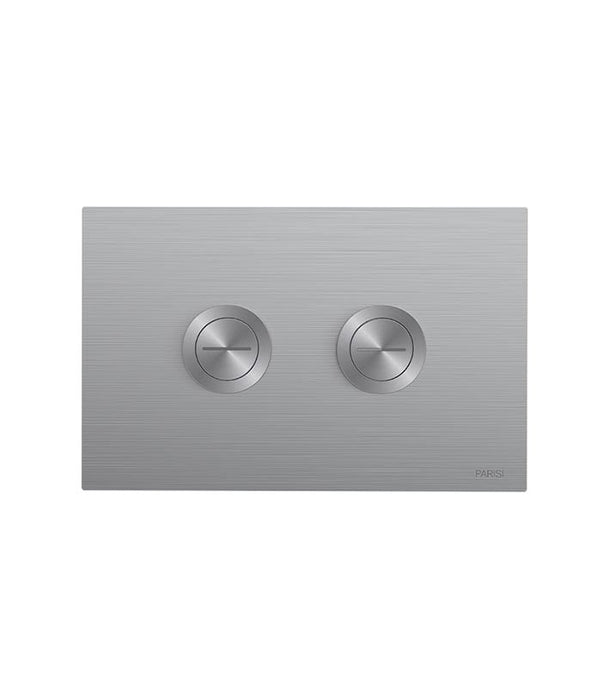 Parisi Twin Button Set on Brushed Chrome Metal Plate for Low Level Cisterns