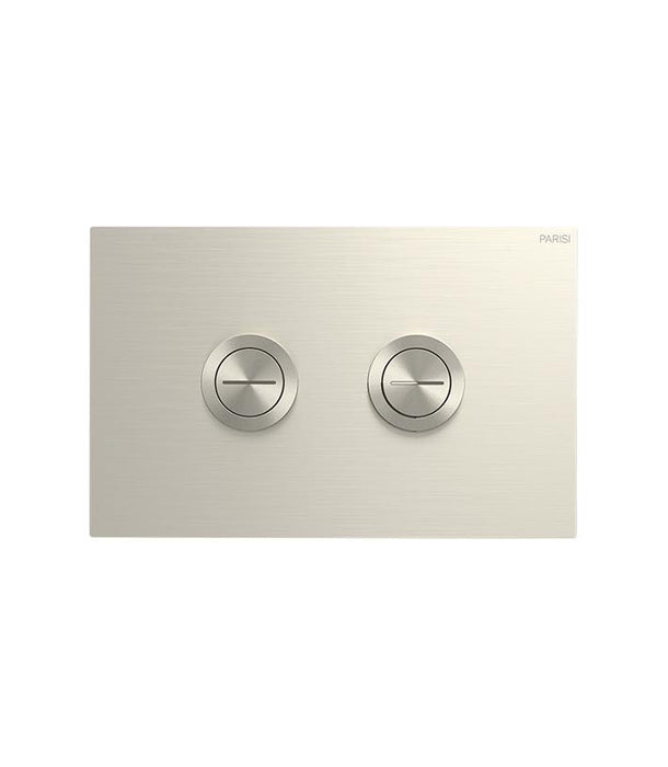 Parisi Twin Button Set on Brushed Nickel Metal Plate for Low Level Cisterns