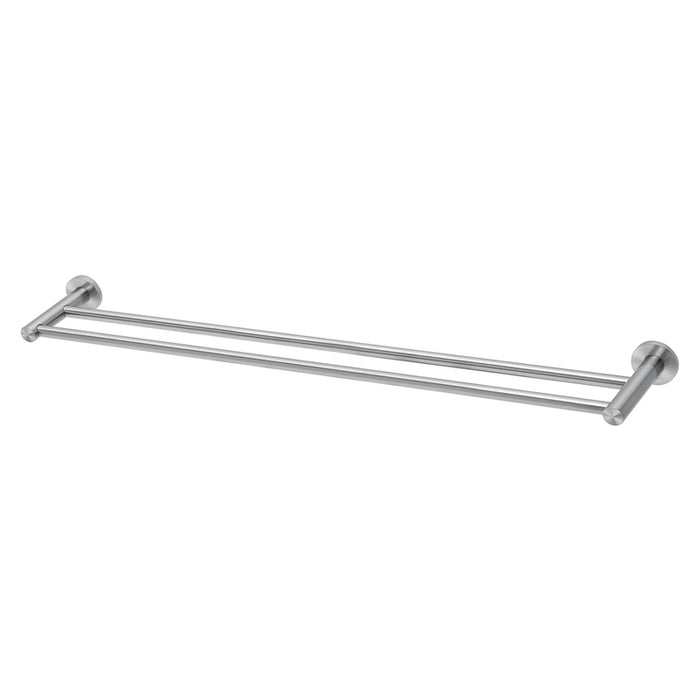 Phoenix Radii SS 316 Double Towel Rail 800mm Round Plate - Stainless Steel