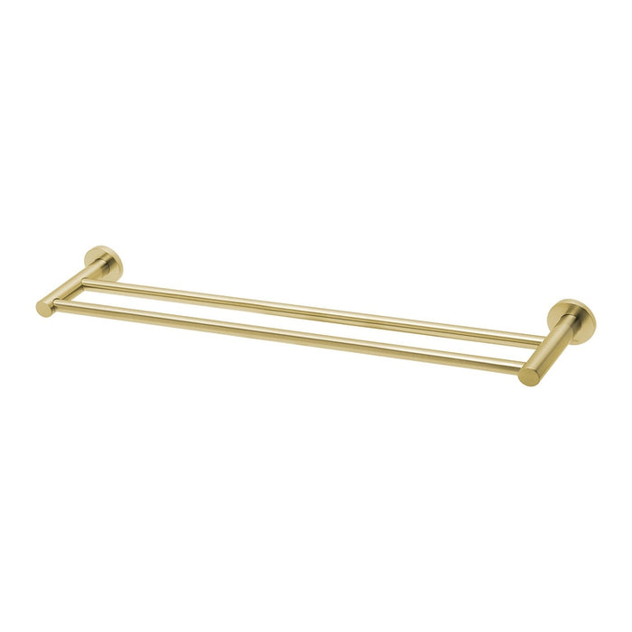 Phoenix Radii Double Towel Rail 600mm Round Plate - Brushed Gold