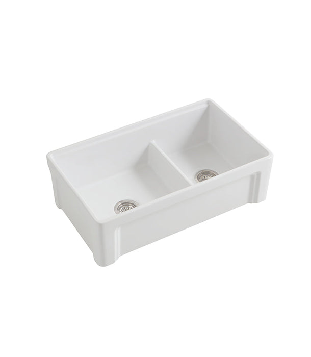 Parisi Cornice Double Bowl Sink 840mm - Gloss White