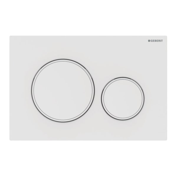 Geberit Sigma 20 White Matt Dual Flush Plate - White Gloss Rings