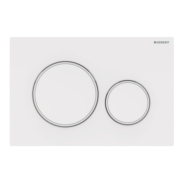 Geberit Sigma 20 White Gloss Dual Flush Plate - White Matt Rings