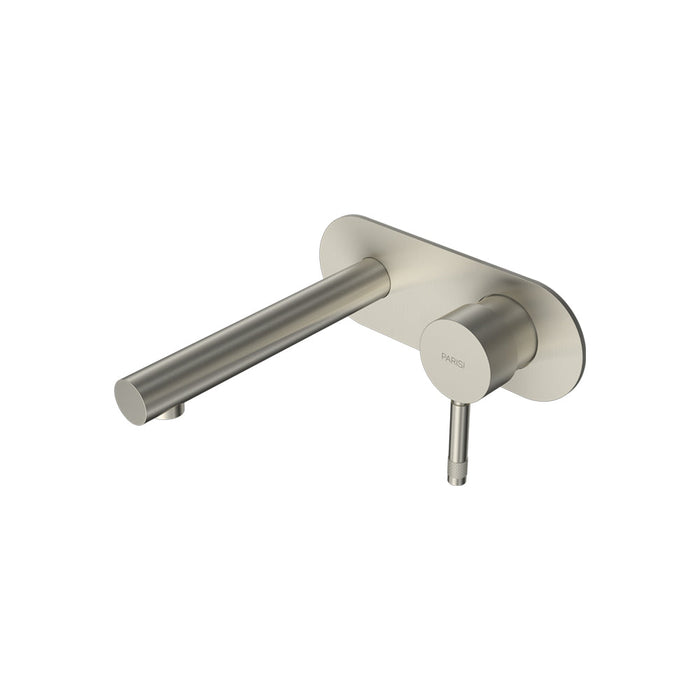 Parisi Tondo II Wall Mixer with 160mm Straight Spout on Elliptical Plate - Brushed Nickel