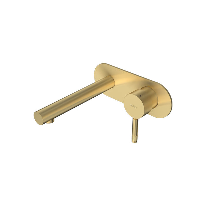 Parisi Tondo II Wall Mixer with 160mm Straight Spout on Elliptical Plate - Brushed Brass