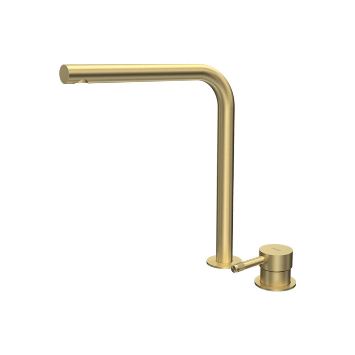 Parisi Tondo II Hob Mixer with Straight Swivel Spout - Brushed Brass