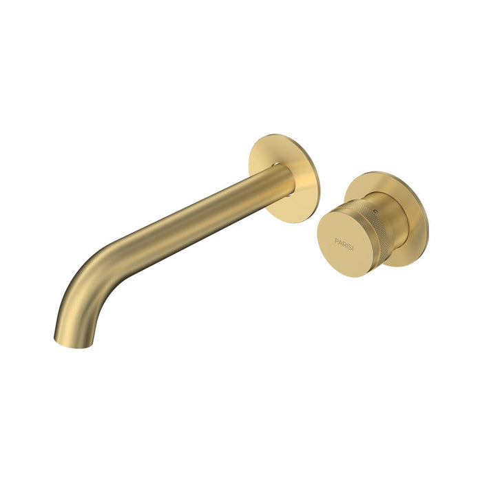 Parisi Todo II Wall Mixer with 190mm Curved Spout (Individual Flanges) - Brushed Brass