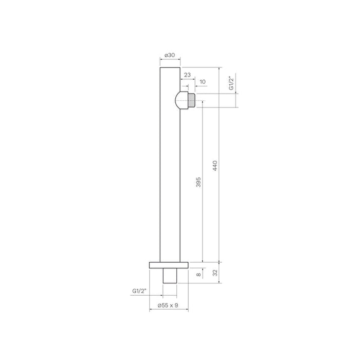 Parisi Tondo Wall Shower Arm 440mm - Brushed Brass