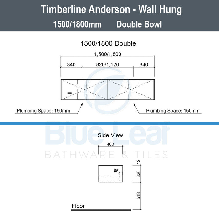 Timberline Anderson Wall Hung Vanity Pond Top