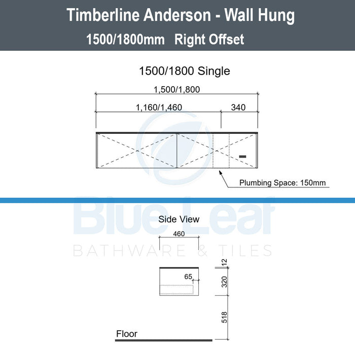Timberline Anderson Wall Hung Vanity Pond Top