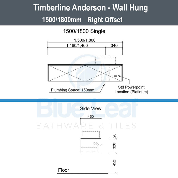 Timberline Anderson Wall Hung Vanity Slab Top