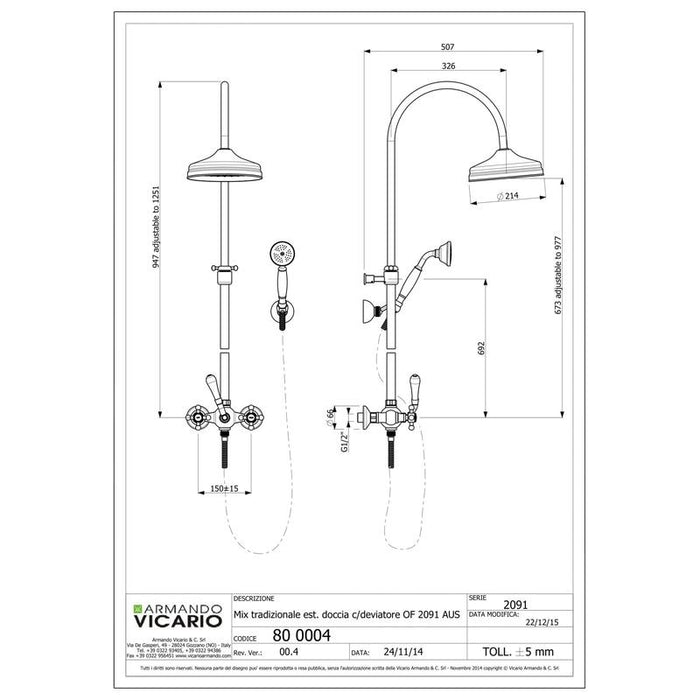 Abey Provincial Overhead Shower With Hand Shower Bronze