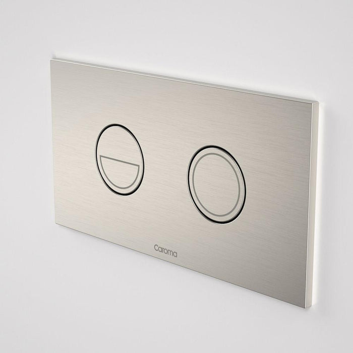 Caroma Invisi Series II Round Dual Flush Plate & Buttons Brushed Nickel (Metal)
