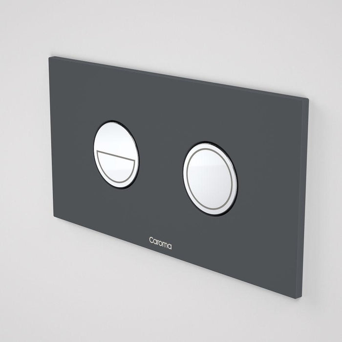 Caroma Invisi Series II Round Dual Flush Plate & Buttons Dark Grey (Metal)