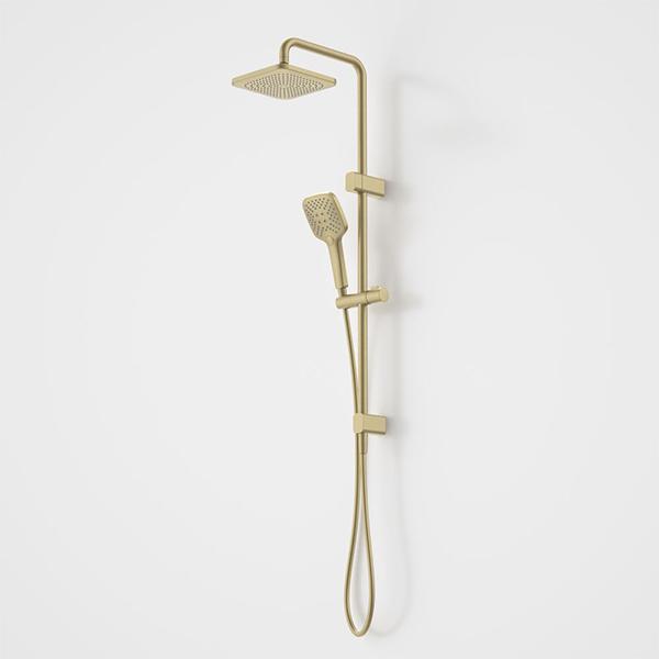 Caroma Luna Multifunction Rail Shower with Overhead Brushed Brass