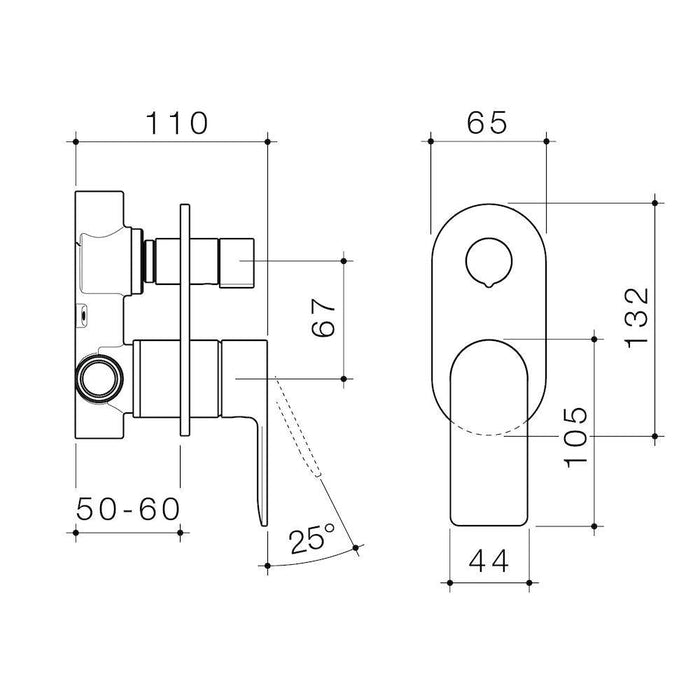 Caroma Urbane II Bath / Shower Mixer With Diverter Round Plate - Brushed Nickel