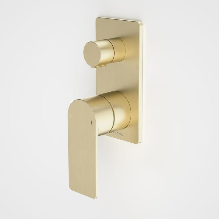 Caroma Urbane II Bath / Shower Mixer With Diverter Square Plate - Brushed Brass