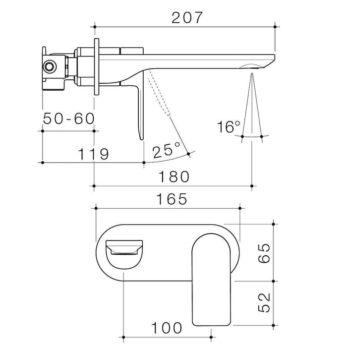 Caroma Urbane II Wall Basin/Bath Mixer Round Plate - Gun Metal