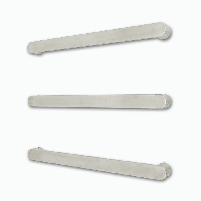Radiant Single Flat Faced Bar With Curved Fixing Arm 800mm - Brushed Satin