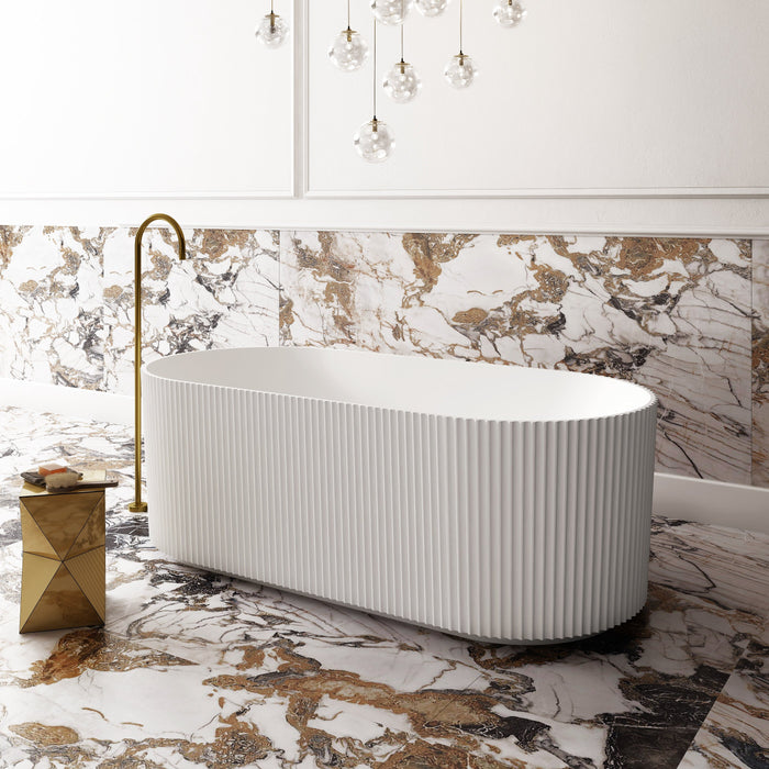 Cassa Design V-Groove Fluted Freestanding Bath - Matte White