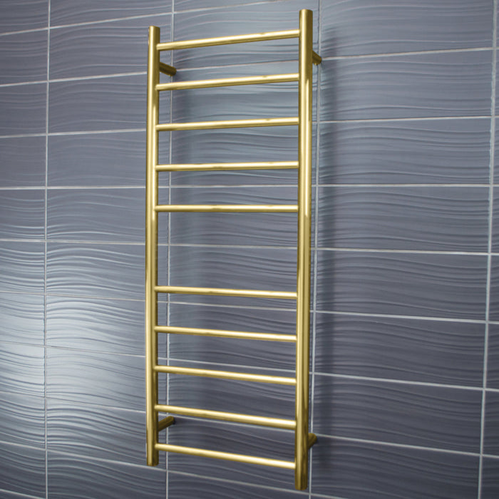 Radiant Heated Round Ladder 430 x 1100mm - Brushed Gold