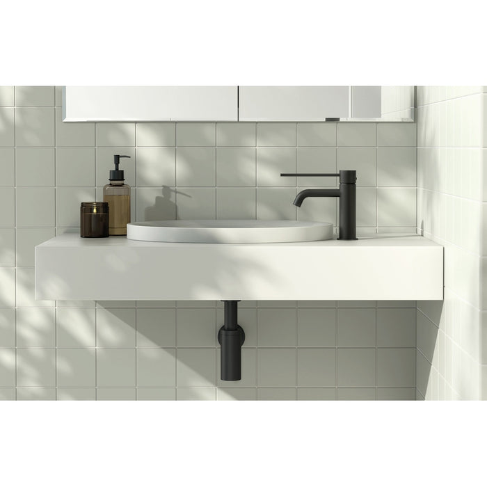 Phoenix Vivid Slimline Basin Mixer Curved Outlet with Extended Lever - Brushed Nickel